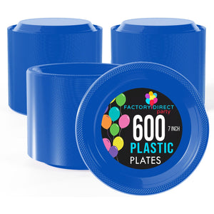 7 in. Dark Blue Plastic Plates | Case of 600