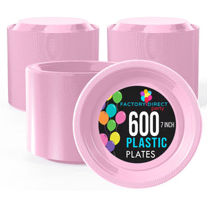 7 in. Pink Plastic Plates | Case of 600