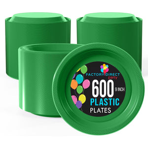 9 in. Emerald Green Plastic Plates | Case of 600