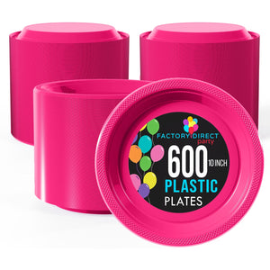 10 in. Cerise Plastic Plates | Case of 600