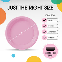 7 in. Pink Plastic Plates | Case of 600