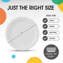 7 in. White Plastic Plates | 100 Count