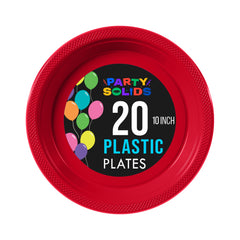 10 In. Red Plastic Plates - 20 Ct.