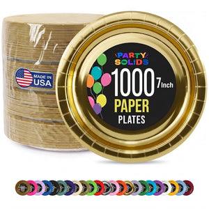 7 in. Reflective Gold Paper Plates | Case of 1000