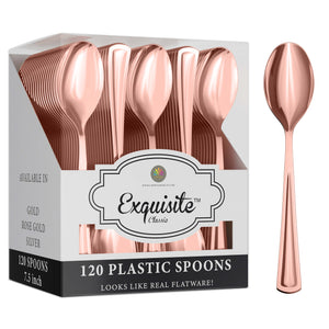 Exquisite Classic Rose Gold Plastic Spoons - 8.3 in. | 120 Count
