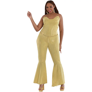 Glamorous Gold Metallic Disco Jumpsuit - Adult Plus
