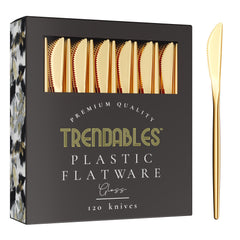 Trendables Gloss Gold Plastic Knives - 120 Ct.