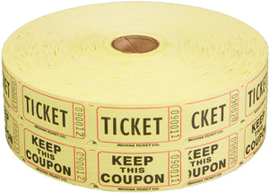 Yellow Double Roll Raffle Tickets - 2000 Pack