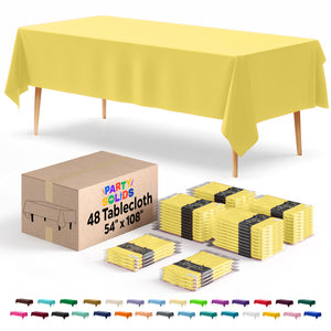 Light Yellow Plastic Table Cover | Case of 48 | 54 in. x 108 in.