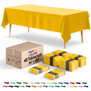 Yellow Plastic Table Cover | Case of 48 | 54 in. x 108 in.