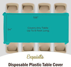 Teal Plastic Table Cover | Case of 48 - 54 In. x 108 In.