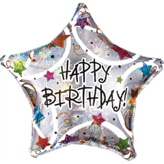Star-Shaped Happy Birthday Foil Balloon