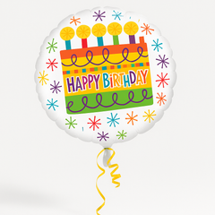 Colorful Cake Happy Birthday Foil Balloon - 18 Inch