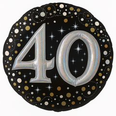 Sparkling 40th Birthday Metallic Balloon