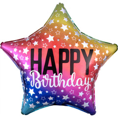 Rainbow Star Happy Birthday Foil Balloon - 18 Inch