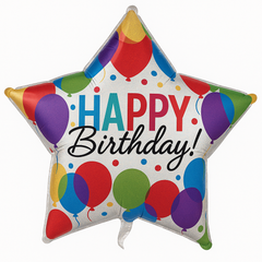 Star-Shaped Metallic Happy Birthday Balloon