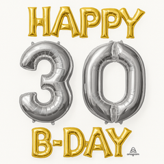 Metallic Gold & Silver 30th Birthday Balloon Set