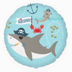 Ahoy Pirate Shark Mylar Balloon - 18-Inch