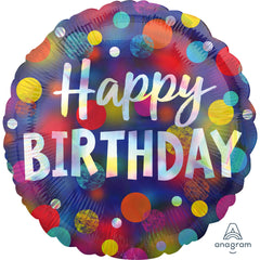 Iridescent Party Dots Birthday Foil Balloon - 18 Inch