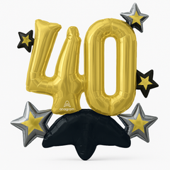 Celebrate 40th Birthday Foil Balloon with Star Accents