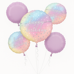 Luminous Pastel Birthday Balloon Bouquet - 5 Piece Set