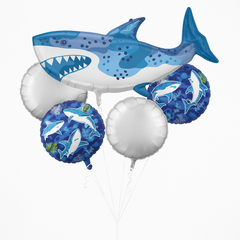 Shark-Themed Birthday Balloon Bouquet Set - 5 Piece