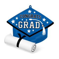 Blue Graduation Cap Super Shape Foil Balloon