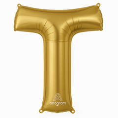 Gold Letter T Foil Balloon - Mylar Metallic Decoration