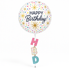Metallic Happy Birthday Sprinkles Foil Air Walker Balloon