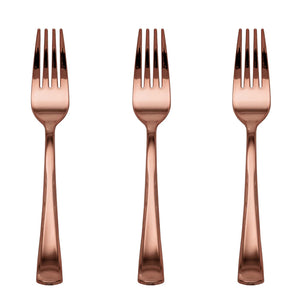 Exquisite Classic Rose Gold Plastic Forks | 20 Count