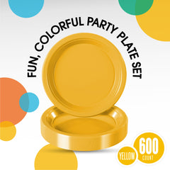 9 In. Yellow Plastic Plates | Case of 600