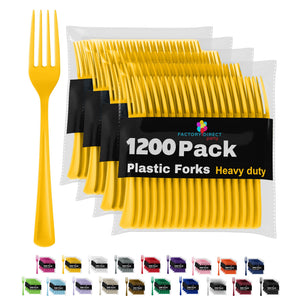 Heavy Duty Yellow Plastic Forks - 7.5 in. | Case of 1200