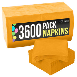 Yellow Beverage Napkins | 4.75 in. x 4.75 in. | Case of 3600