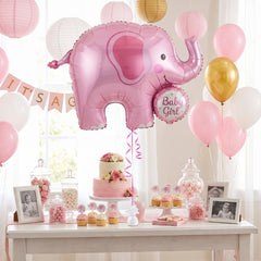 Adorable Elephant Baby Girl Balloon - Deluxe Foil