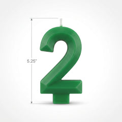 Festive Green Number 2 Birthday Candle - 5.25-Inch