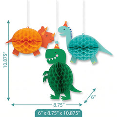 Dino-Mite Dinosaur Honeycomb Hanging Decorations - 3 Pack