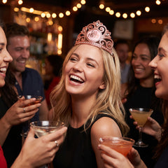 Blush Birthday "Let's Party" Tiara with Faux Gems