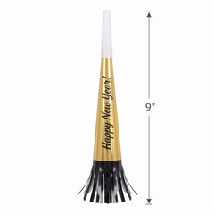 Metallic Fringe New Year's Eve Horns - 8 Pack