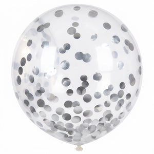 Silver Confetti Latex Balloons - 24" | 2 Count