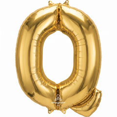Gold Foil Letter "Q" Balloon - Metallic Party Decor