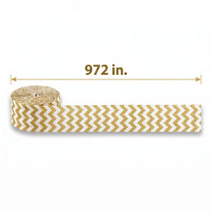 Gold Chevron Crepe Streamer - 81ft, Chic Party Decoration