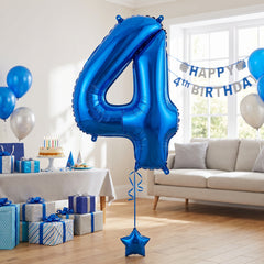 Royal Blue Giant Number 4 Foil Balloon