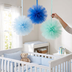 Fluffy Tulle Baby Boy Hanging Decorations, 3-Pack