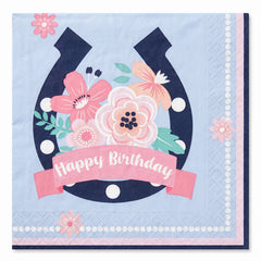 Saddle Up "Happy Birthday" Beverage Napkins - 16 Pack - 5 In. X 5 In.