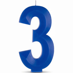 Vibrant Blue Number 3 Birthday Candle, 5.25-inch
