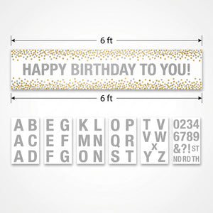 Customizable Gold & Silver Confetti Dot Banner