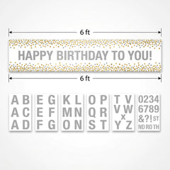 Customizable Gold & Silver Confetti Dot Banner