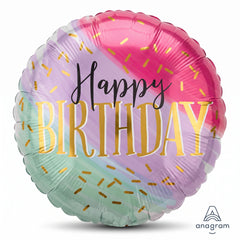 Vibrant Watercolor Happy Birthday Foil Balloon