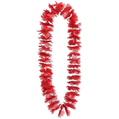 Vibrant Red Lei Necklace - 40" Tropical Accessory