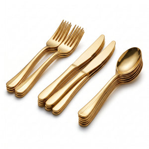 Gold Assorted Plastic Cutlery Set - 24 Pieces - 7.5 in.